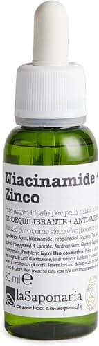 La Saponaria Niacinamid + Zink Anti-Alterungscreme für Fettige Haut mit Aknen und Vergrößerten Poren 30ml