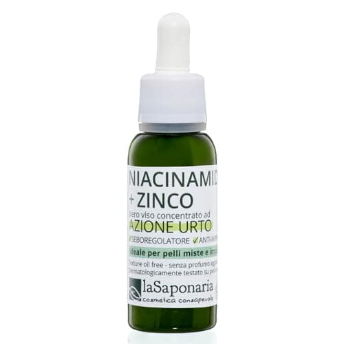 La Saponaria Niacinamid + Zink Anti-Alterungscreme für Fettige Haut mit Aknen und Vergrößerten Poren 30ml