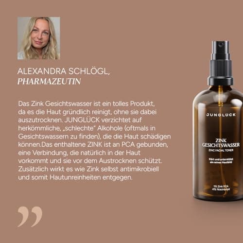 JUNGLÜCK Zink Gesichtswasser Spray für reife Haut - Vegan - Mit BIO Schachtelhalm-Extrakt und Zink | Talgproduktion regu