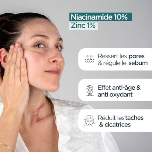 10% Niacinamid + 1% Zink - Skin Serum für Fettige, Misch- und empfindliche Haut - Minimiert breitere Poren und reguliert