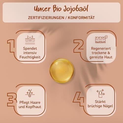 JOJOBAÖL BIO Kaltgepresst | Für Haare, Haut und Nägel - 100% Natürlich & Rein | Anti-AgingMade in Germany  
JOJOBAÖL BIO