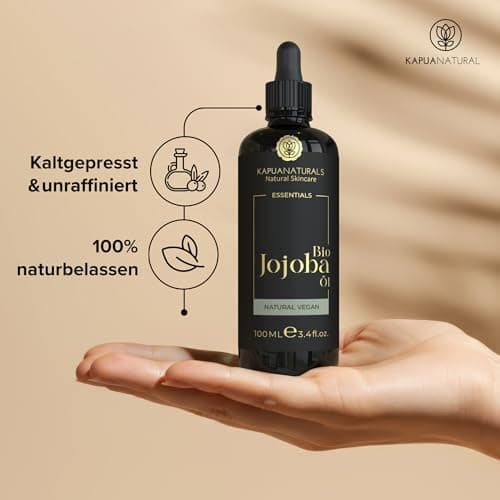 Jojobaöl Bio Kaltgepresst - 100ml - COSMOS Zertifiziert - Für Haare und Gesicht - Reguliert Sebum, Anti-Pickel - Ceramid