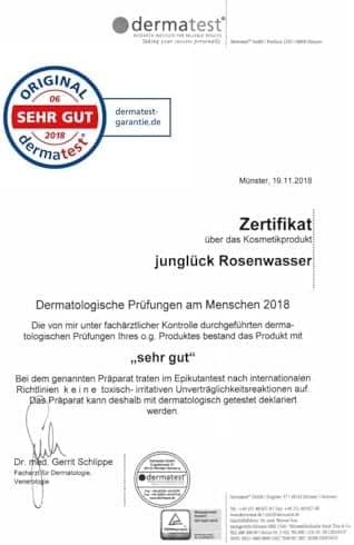 JUNGLÜCK 100% BIO Rosenwasser Spray für Gesicht und Körper - Vegan - 250ml | Rein natürliches Gesichtswasser klärt poren