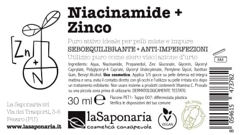 La Saponaria Niacinamid + Zink Anti-Alterungscreme für Fettige Haut mit Aknen und Vergrößerten Poren 30ml