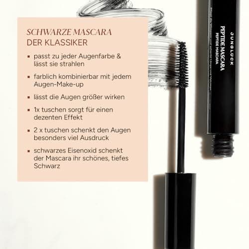 JUNGLÜCK Peptide Mascara - Schwarze Wimperntusche ohne Mineralöle für lange, dichte & tiefschwarze Wimpern
| JUNGLÜCK P