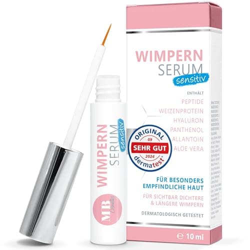 Wimpernserum ohne Hormone fürSensitive & Vegan – 10 ml Hyaluron & Aloe Vera – Längere Wimpern – Made in Germany