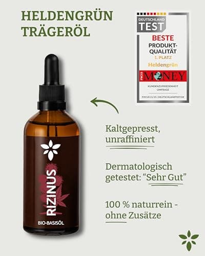 Heldengrün® BIO Jojobaöl - Sanftes Gesichtsöl & Haarepflege - Kosmetik für Gesicht, Haut & Haare COSMOS Organic von Ecoc