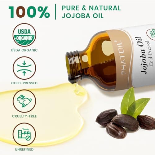 PHATOIL Bio-Kalte Druck Jojobaöl 118ML, USDA Organic Feuchtigkeitspflege für Haut und Haare, Hexanfrei,Vegan, Gesichtsöl