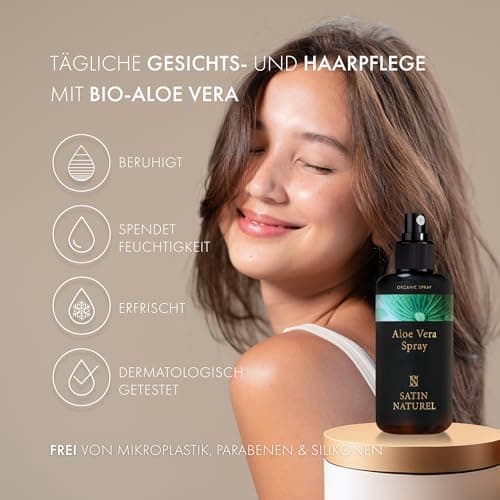 Satin Naturel Aloe Vera Gel 100% Vegan - Natürlich & Wirksam für Alle - Ideal für Sonnenbrand & nach SONNE - 200ml - Hau