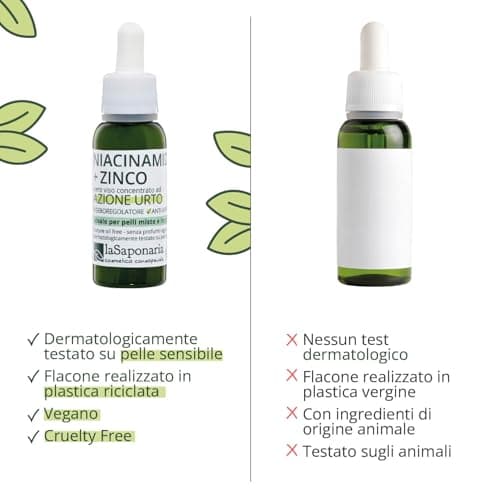 La Saponaria Niacinamid + Zink Anti-Alterungscreme für Fettige Haut mit Aknen und Vergrößerten Poren 30ml