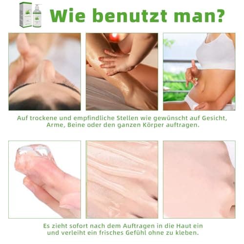 Aloe Vera Gel Bio Gesicht Creme 280ml Für Gesicht, Haare und Körper Beruhigend und Pflegend After Sun