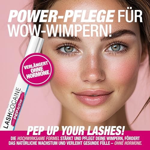 LASHCOCAINE PEP ACTIVE - Wimpernserum ohne Hormone – Schützt & kräftigt die Wimpern - VEGAN - MADE IN GERMANY - 3,5ml