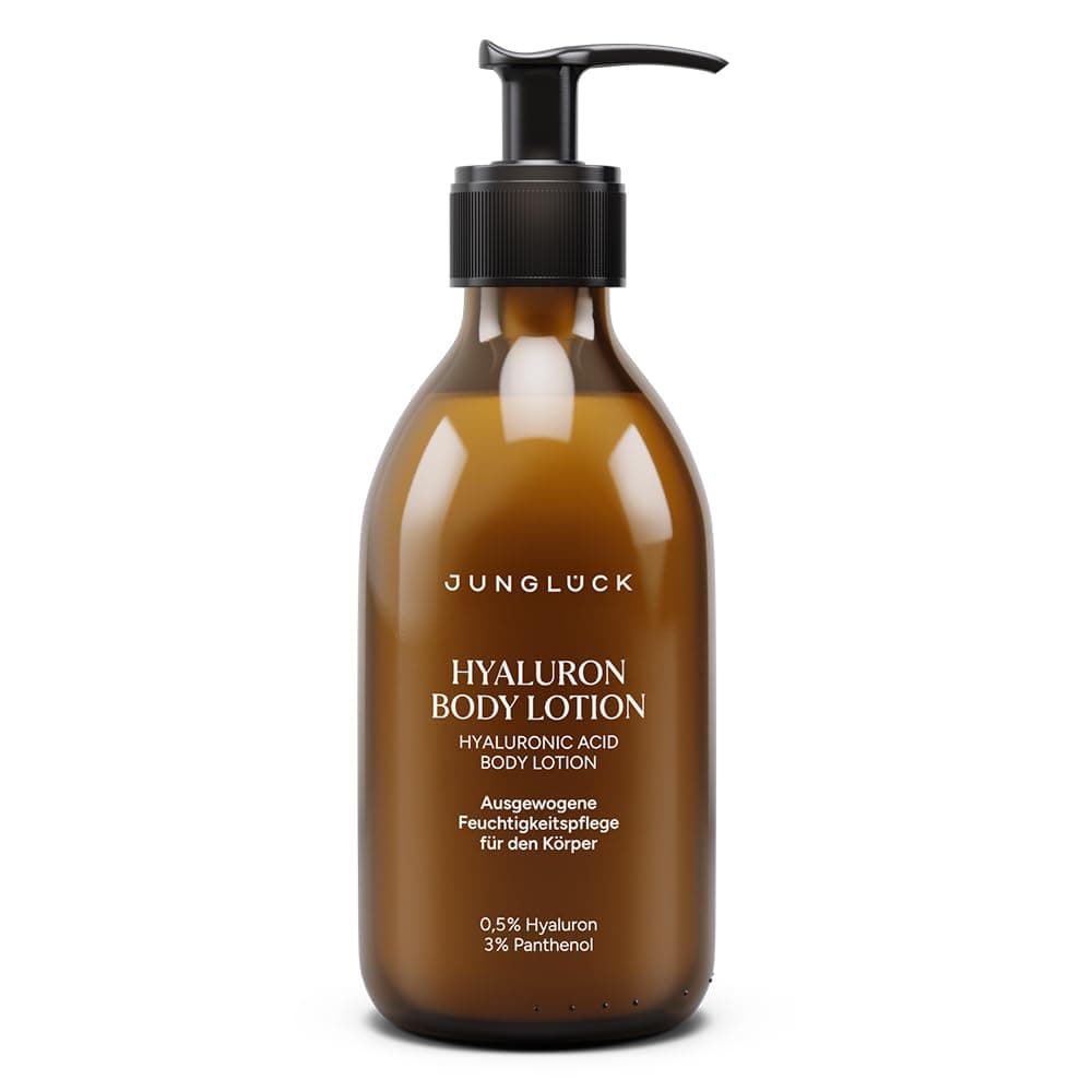 JUNGLÜCK Hyaluron Bodylotion 240ml - Vegan, leichte Feuchtigkeitsspendende Bodymilk für trockene Haut