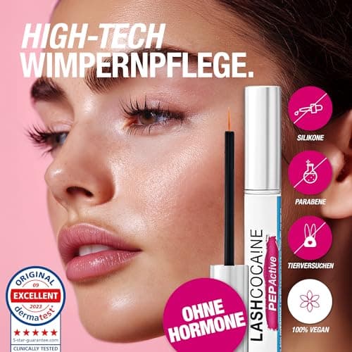 LASHCOCAINE PEP ACTIVE - Wimpernserum ohne Hormone – Schützt & kräftigt die Wimpern - VEGAN - MADE IN GERMANY - 3,5ml
