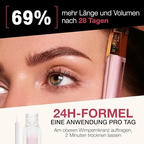 Rogold Roselash Wimperlotion Natürliches Serum Für Lange, Dichte Und Dickere Wimpern - Zu 95% Naturliche Inhaltsstoffe -