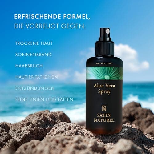 Satin Naturel Aloe Vera Gel 100% Vegan - Natürlich & Wirksam für Alle - Ideal für Sonnenbrand & nach SONNE - 200ml - Hau