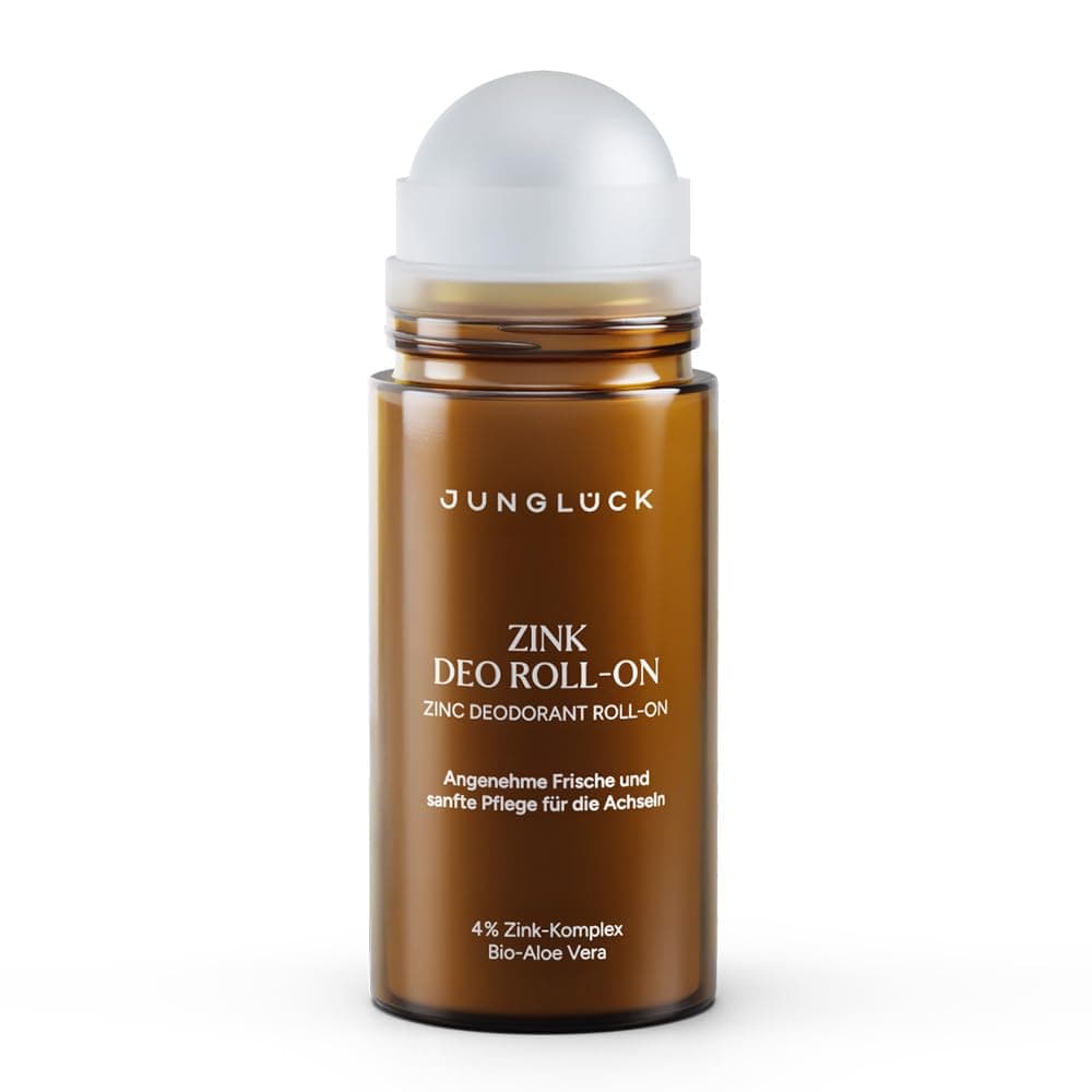 JUNGLÜCK Zink Deo Roll-On - Vegan für Empfindliche Achseln | Hemmt Geruchsbildung dank Antimikrobiellen & Geruchsabsorbe