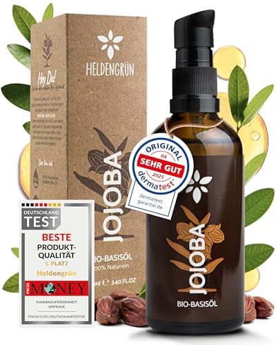 Heldengrün® BIO Jojobaöl - Sanftes Gesichtsöl & Haarepflege - Kosmetik für Gesicht, Haut & Haare COSMOS Organic von Ecoc