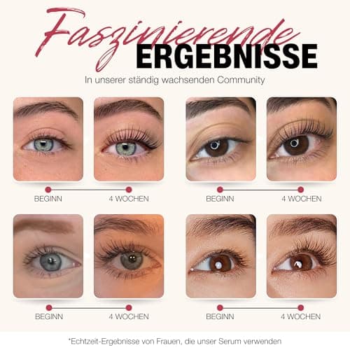 Rogold Roselash Wimperlotion Natürliches Serum Für Lange, Dichte Und Dickere Wimpern - Zu 95% Naturliche Inhaltsstoffe -