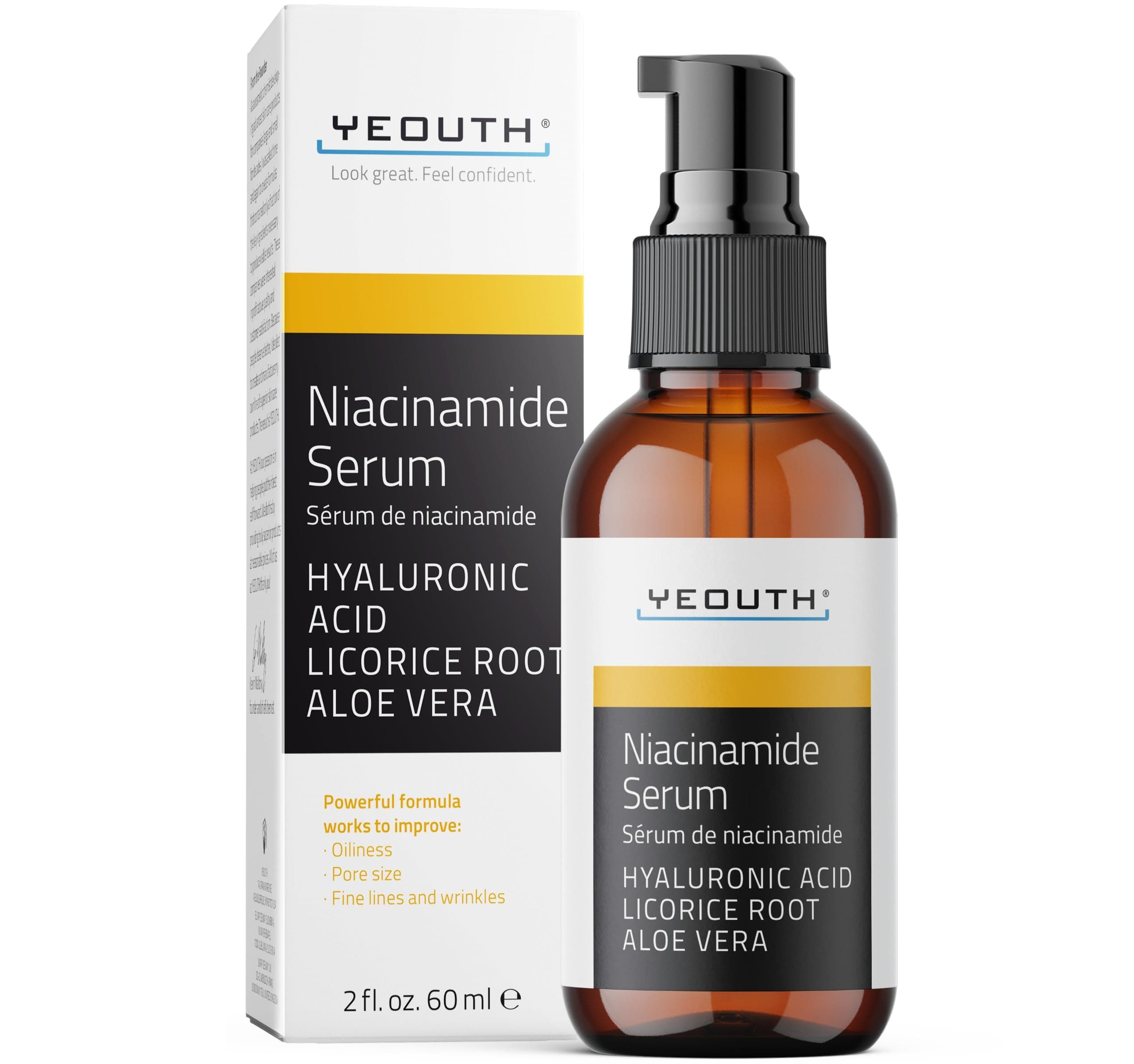 YEOUTH Niacinamide Serum für Frauen und Männer Anti Aging mit Hyaluronsäure und Aloe Vera 60ml