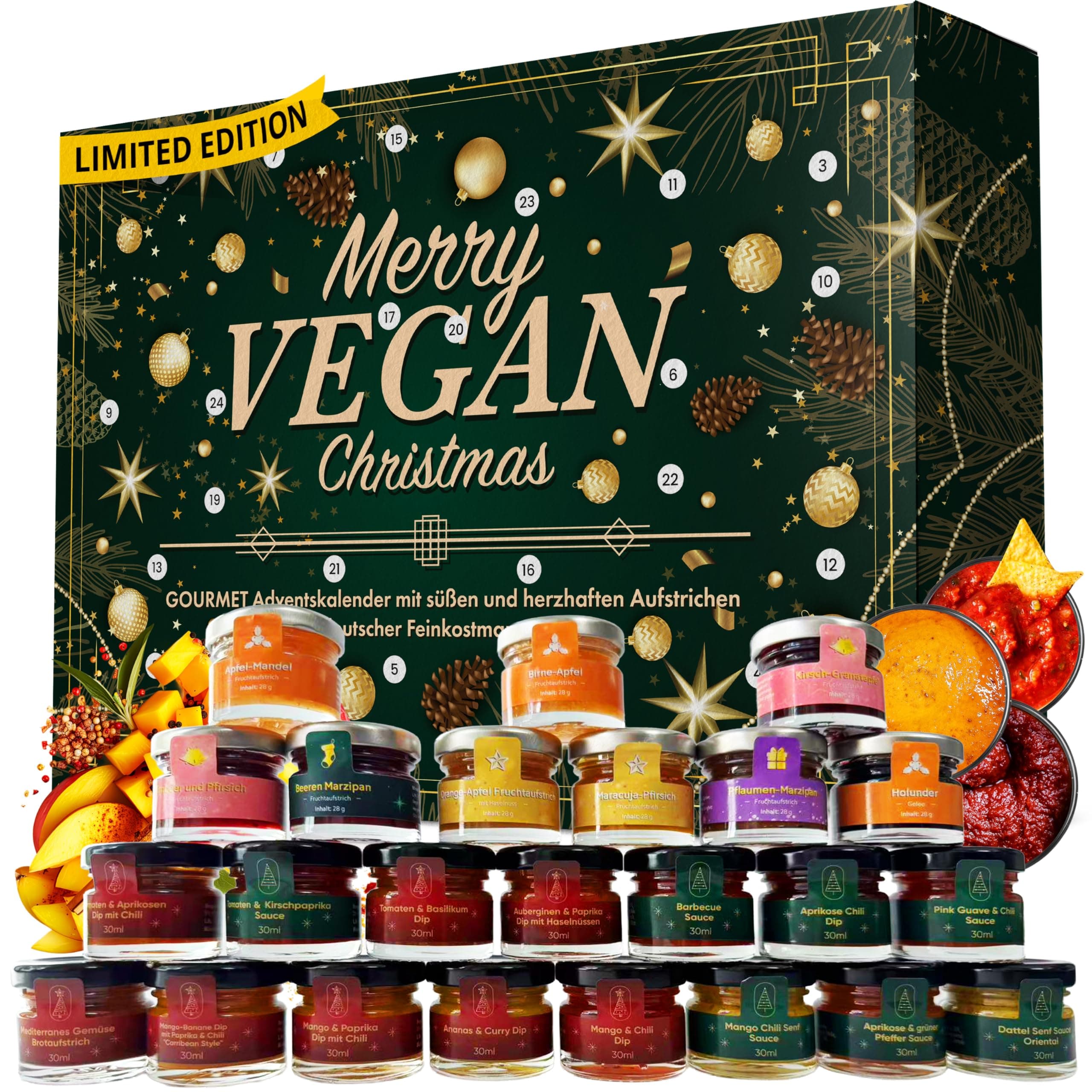 Adventskalender vegane Aufstriche 2025 für Vegane
| Adventskalender mit 24 köstlichen vegанen Aufstrichen als Geschenks