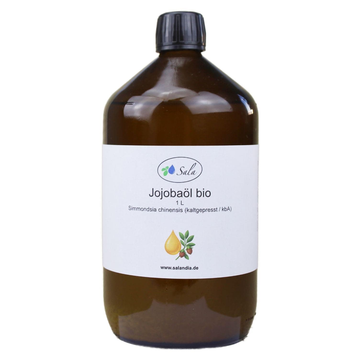 Sala Jojobaöl kaltgepresst BIO für Baby & Kind in Glasflasche 1 L EU Organic